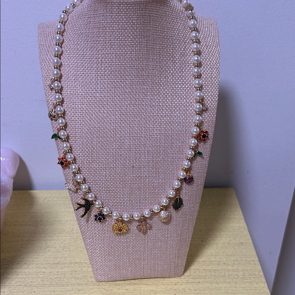 Elegant Pearl Charm Necklace